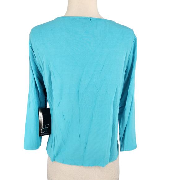 SALE Daisy Fuentes Desert Diamond Sequined Shoulder Top Aquatic Blue XL NWT! - Picture 4 of 6